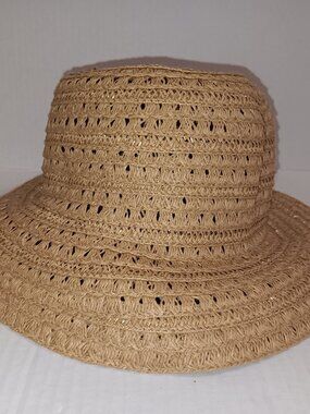 TIME AND TRU MESH NNER DRAWSTRING NATURAL STRAW HAT